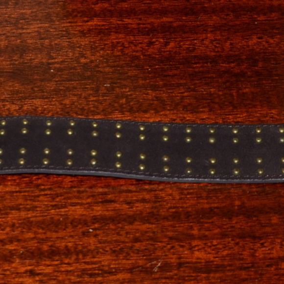 gold studded studs brown leather belt Anthropologie S small rustic boho